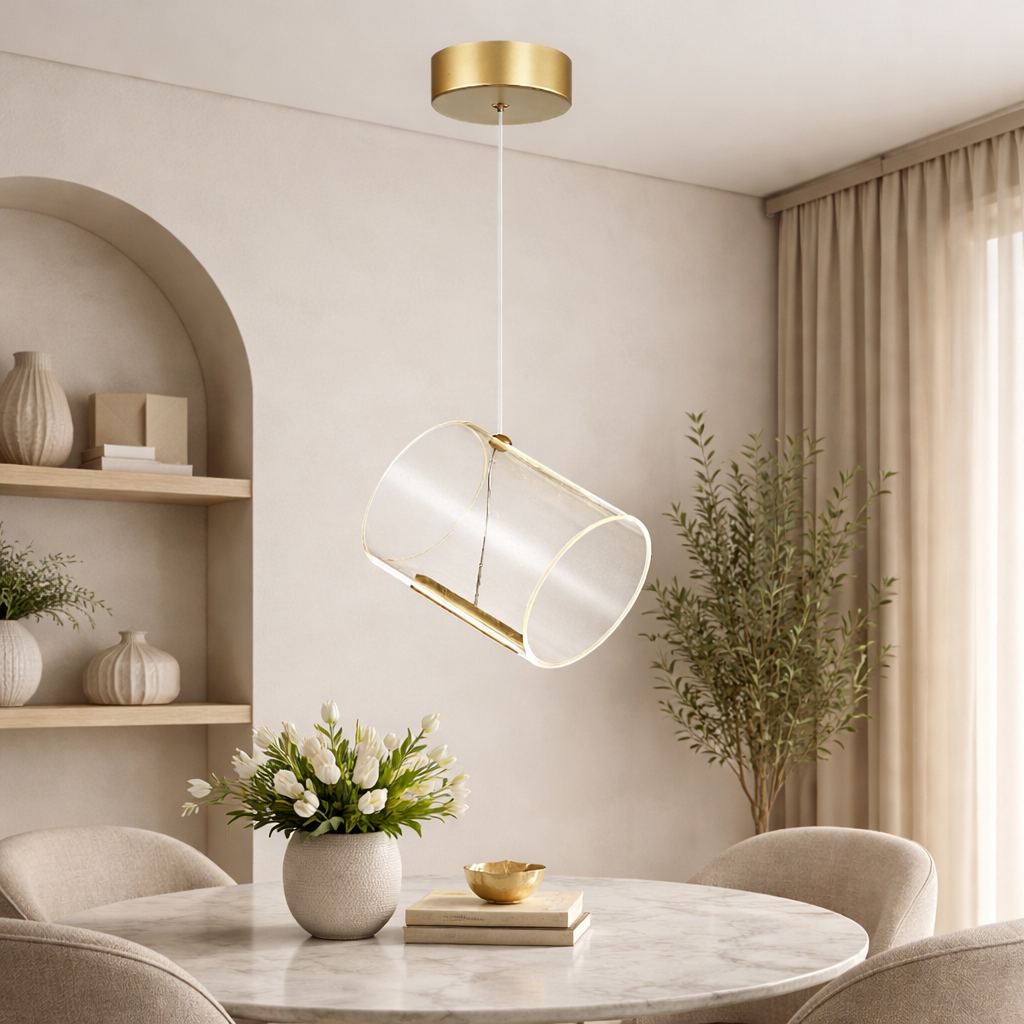 Pendente em Acrílico Dourado.